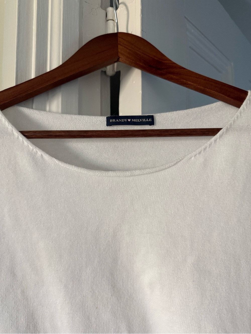 Brandy Melville White Crewneck Cropped Top